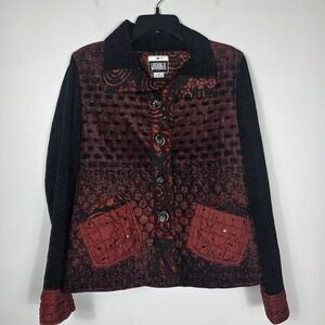 YAK MAGIK Womens M Jacket Cardigan Burnout‎ Velvet Boho Artwear Made in Nepal
